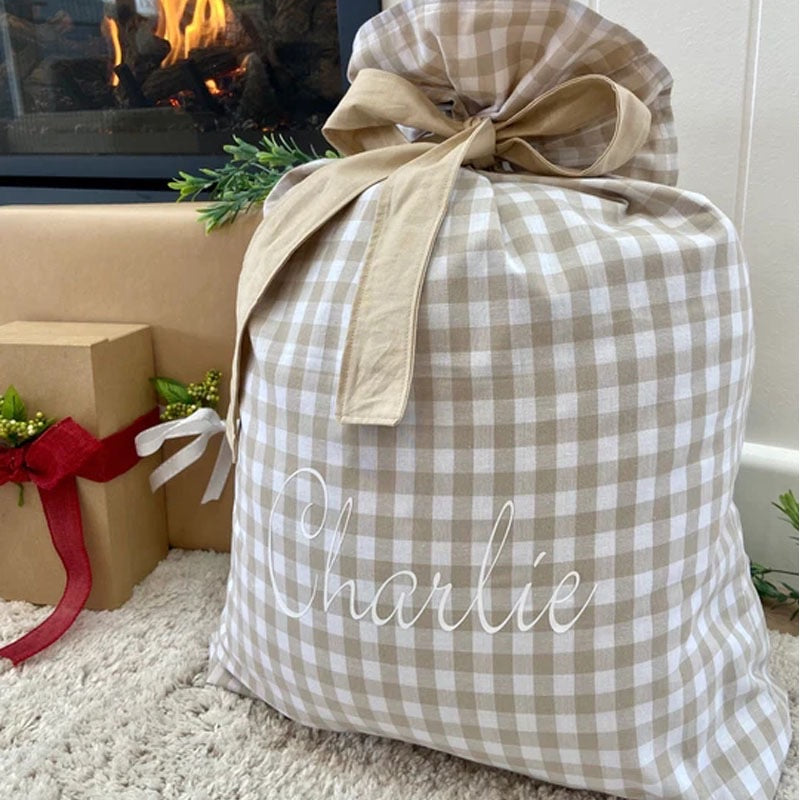 Gingham Santa Sacks | Arriving Mid to Late November - Only The Sweet Stuff