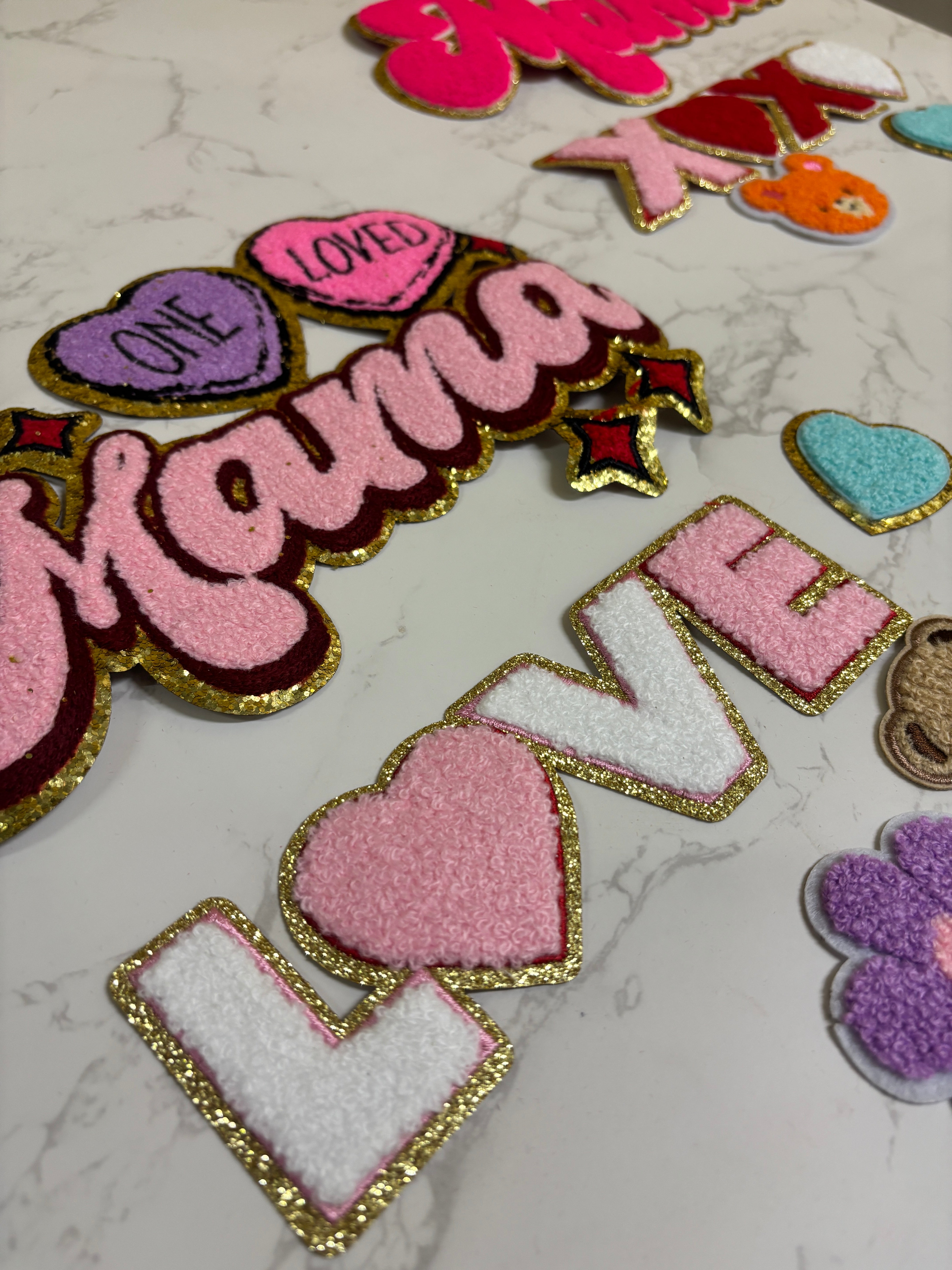 Chenille - 5 x Mixed Iron on Patches