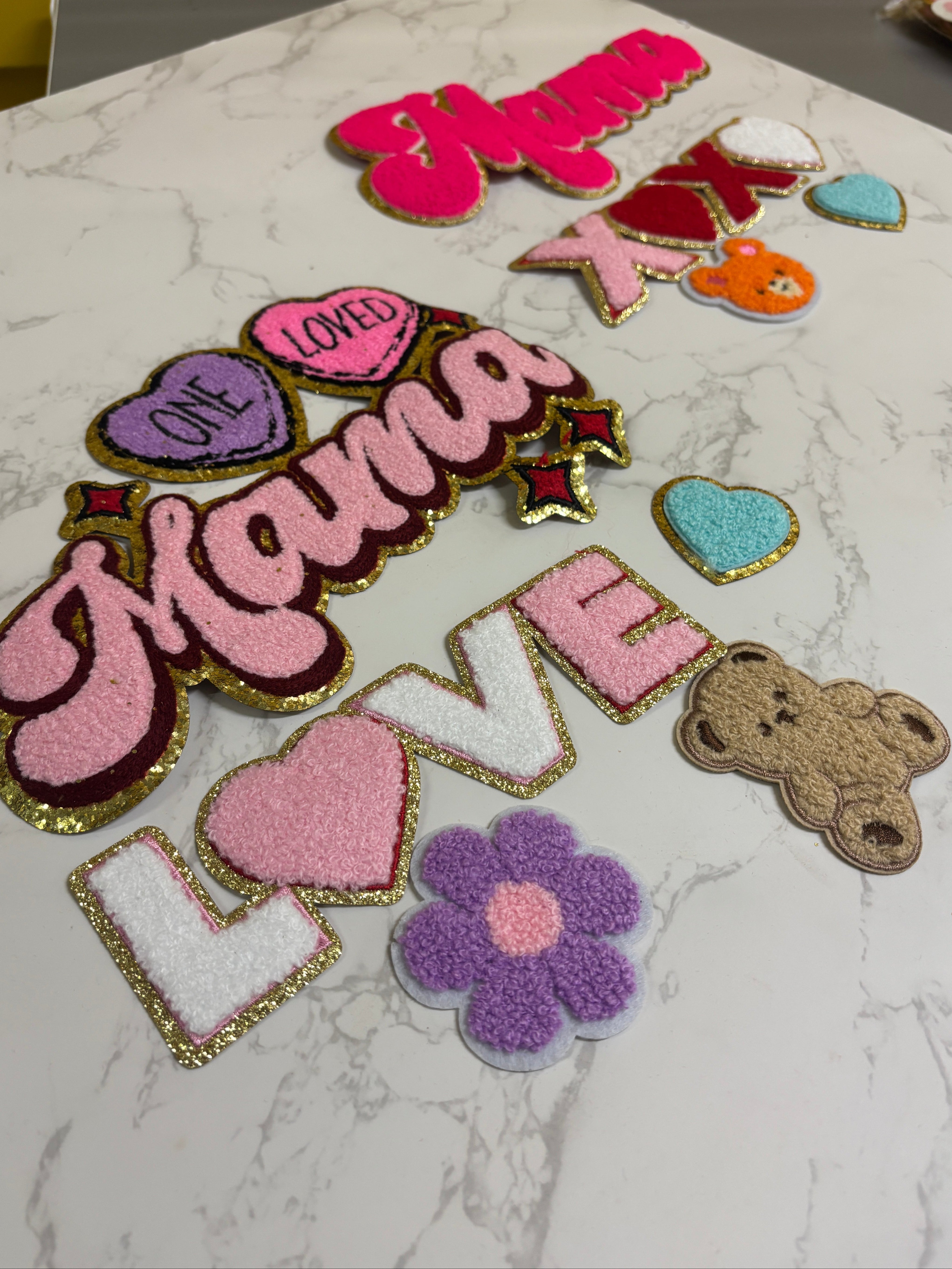 Chenille - 5 x Mixed Iron on Patches