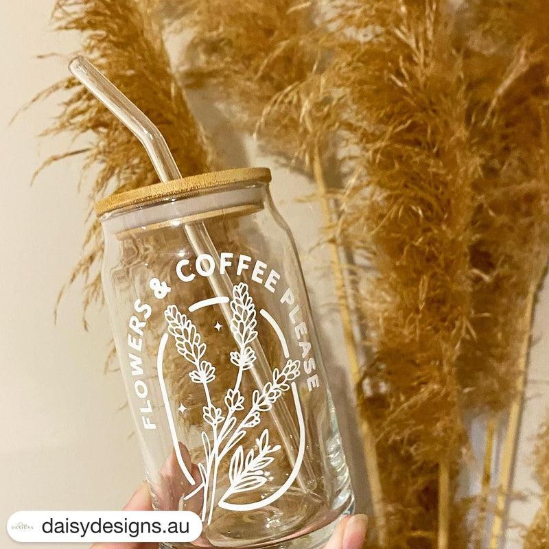 16oz (500ml) Can Glass with Glass Straw | In Stock - Only The Sweet Stuff