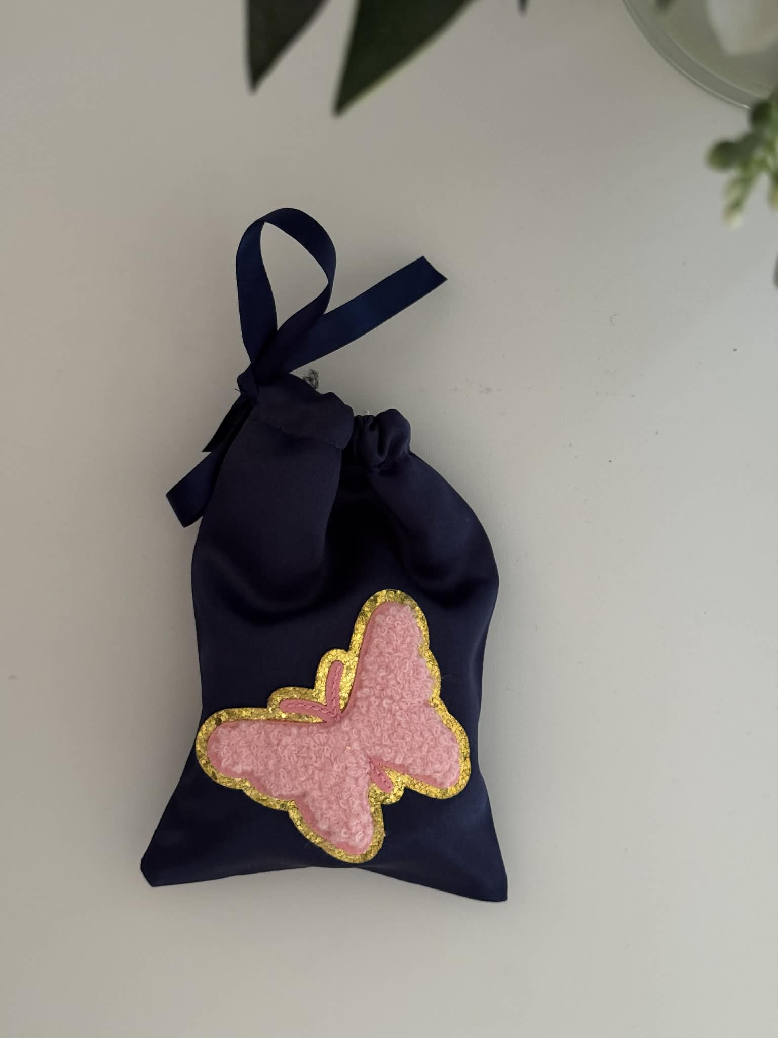 Satin Drawstring Gift Bags | 5 Pack with Chenille Patches