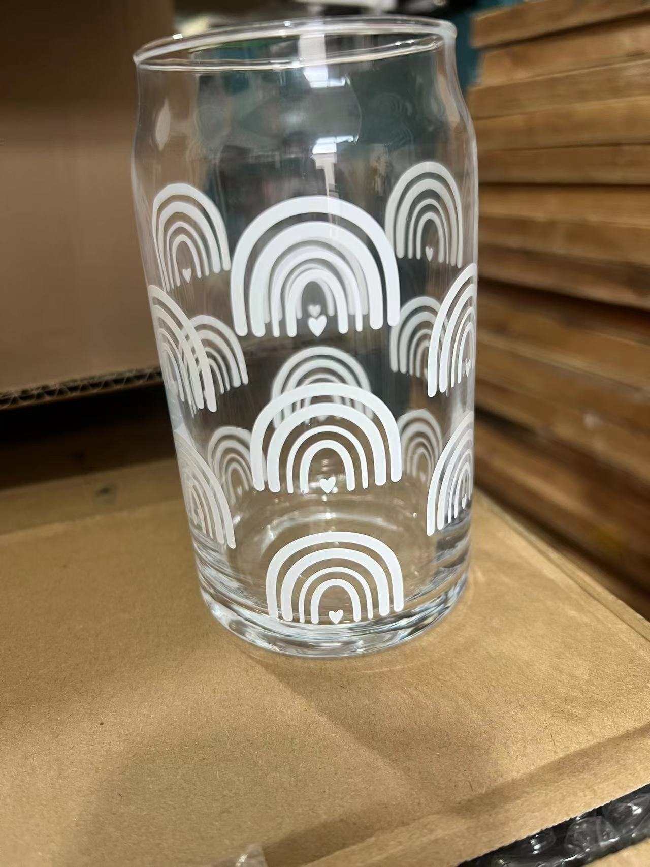 Patterned 16oz (500ml) Can Glass with Glass Straw | Beer Can Glass | Libbey | Soda Can Glass| Arriving Mid to Late  November - Only The Sweet Stuff