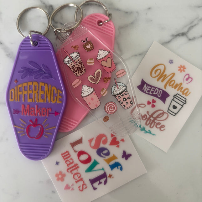Assorted Retro Keychain with UVDTF Transfer (2 Pack)