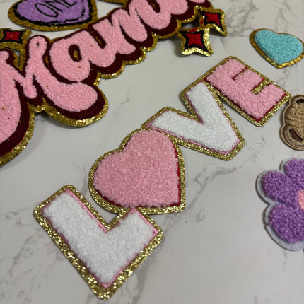 Chenille - 5 x Mixed Iron on Patches