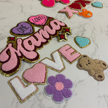 Chenille - 5 x Mixed Iron on Patches