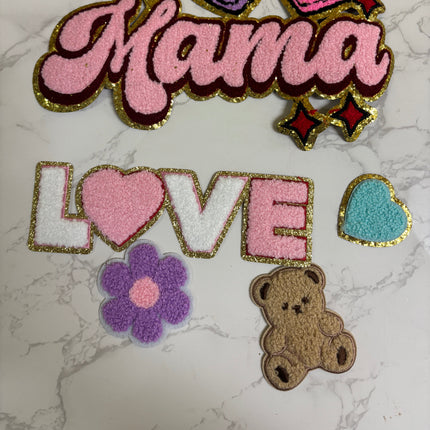 Chenille - 5 x Mixed Iron on Patches