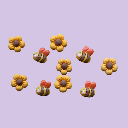 Mini Acrylic Embellishments / Bees and Flowers pack