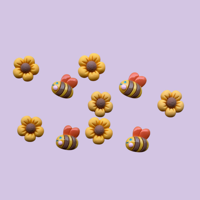 Mini Acrylic Embellishments / Bees and Flowers pack