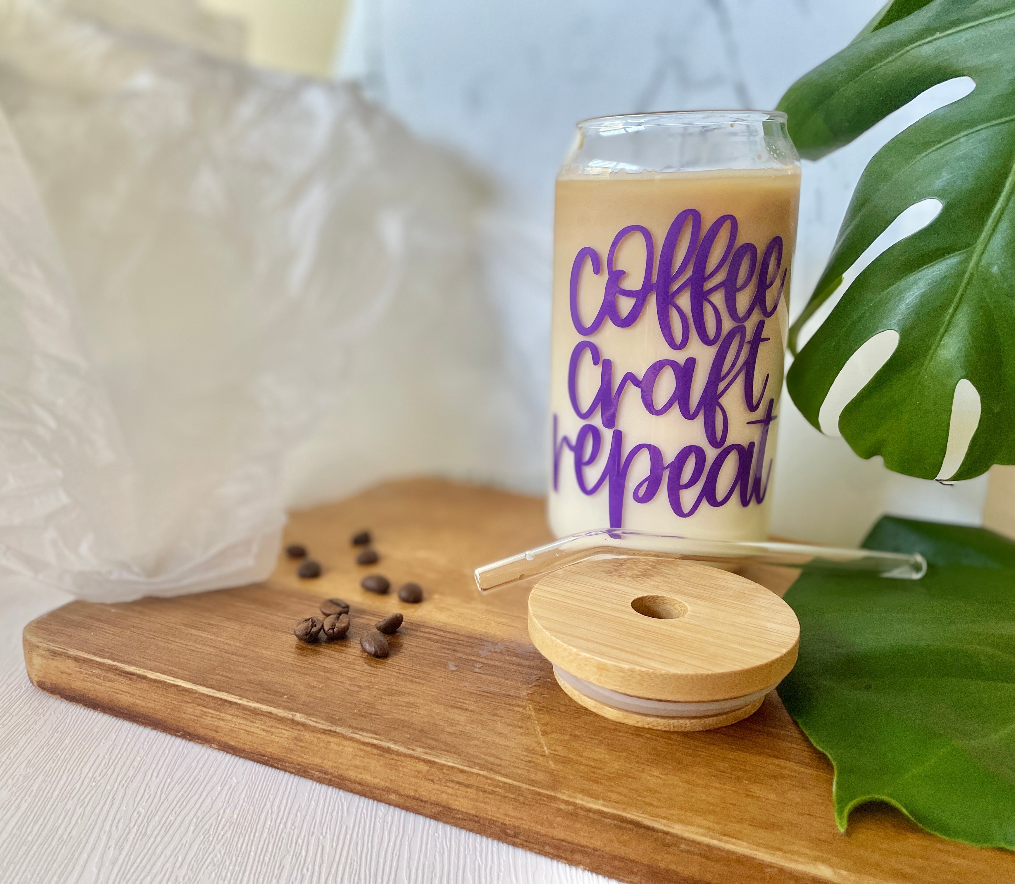 Featured Shops Daisy Glass Soda Can With Lid and Straw 16 oz Smiley Face Libbey  Glass Iced Coffee Cup Bamboo Lid glass tumbler with straw