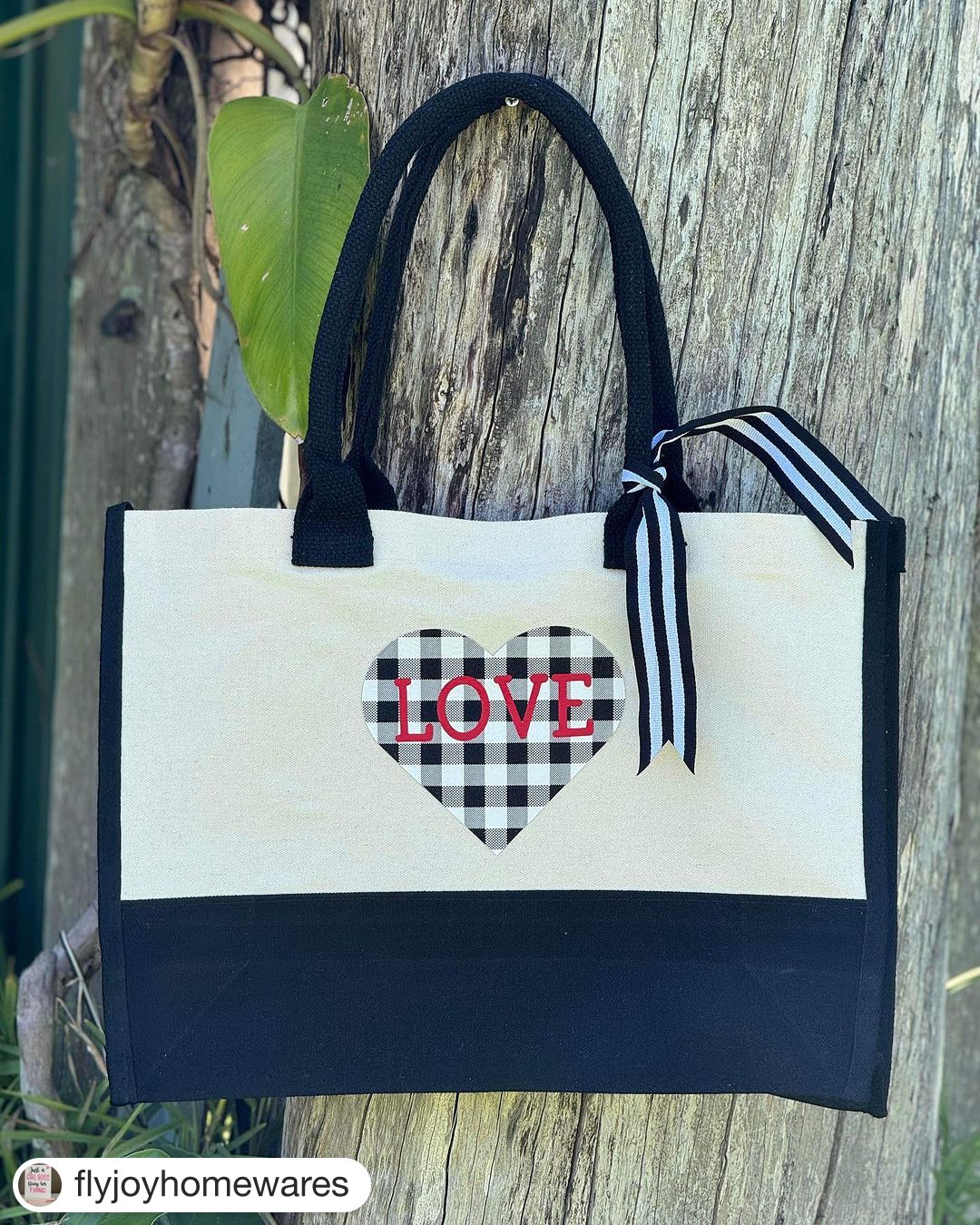 *blank* Black and white stand up tote with matching ribbon - Only The Sweet Stuff